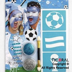 KIT MAQUILLAJE ARTISTICO GLITTER CELESTE Y PLATA-ARGENTINA(BLISTER X 2 UNID-4 GR)+PINCEL+STRASS